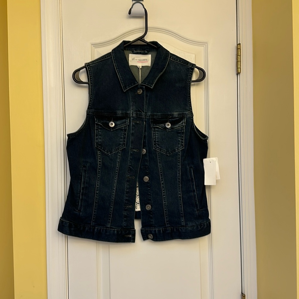 NWT Denim Vest with Lace Detailing